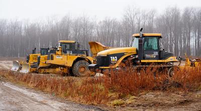 A line of bulldozers on Saxon Hill